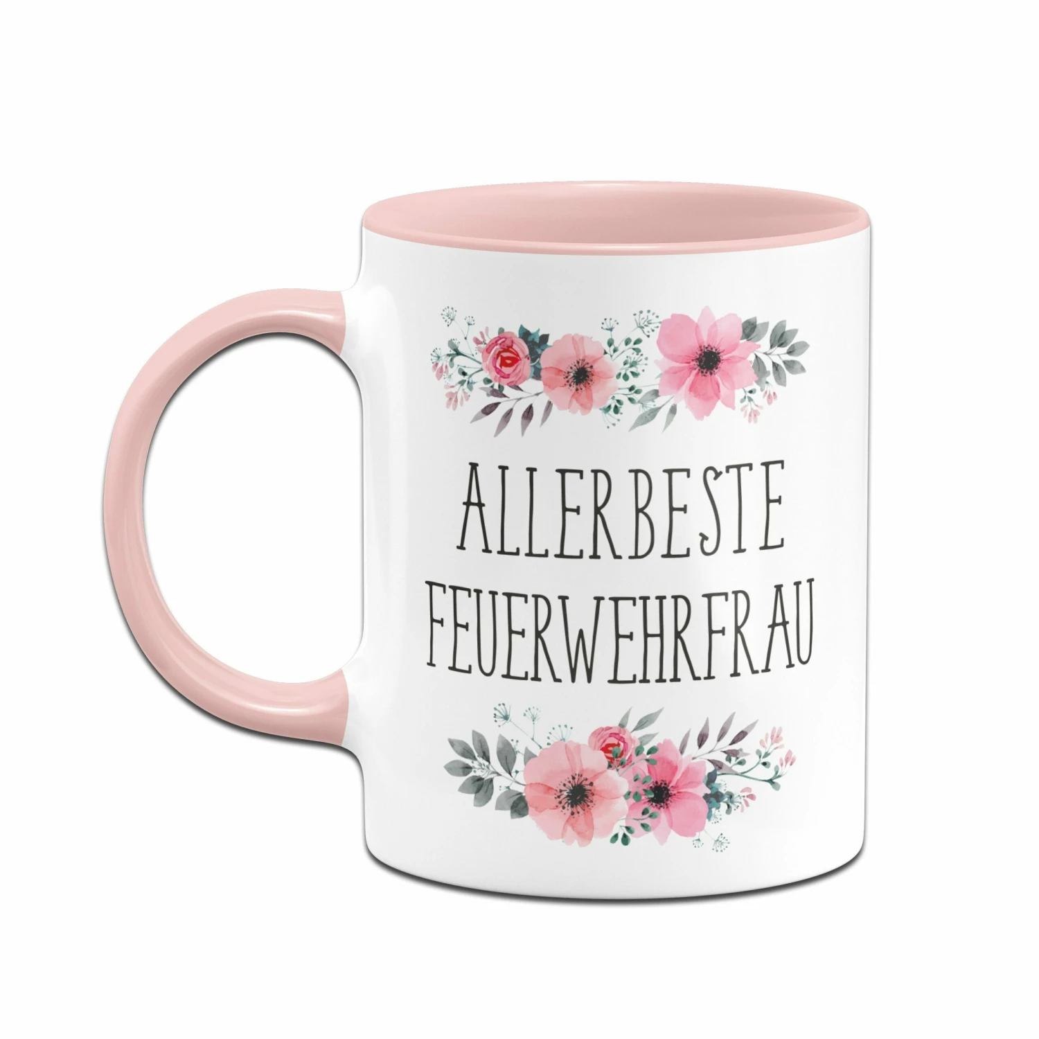 Tasse - Allerbeste Feuerwehrfrau - Blumig 1 Tasse - Allerbeste Feuerwehrfrau - Blumig
