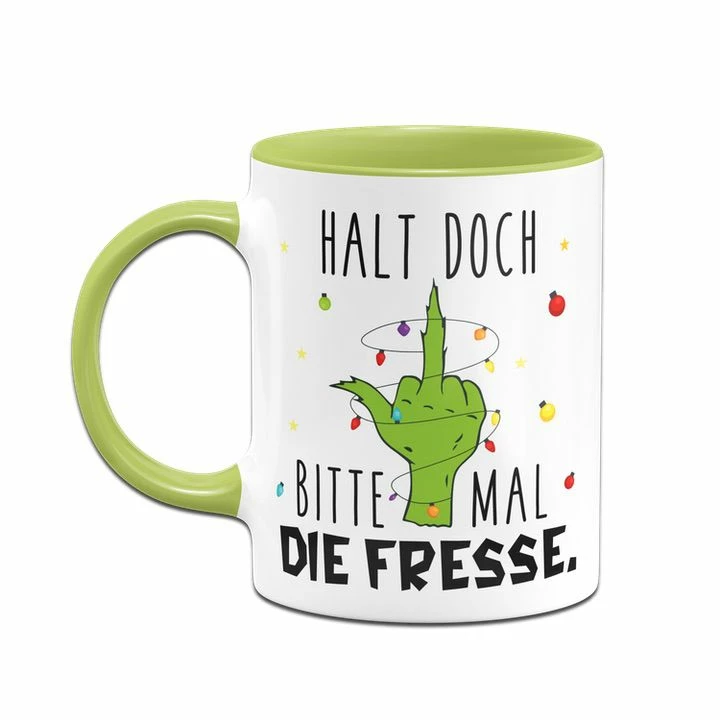 Grinch Tasse - Halt Doch Bitte Mal Die Fresse. (Mittelfinger) 2 Grinch Tasse - Halt Doch Bitte Mal Die Fresse. (Mittelfinger) – Bild 2
