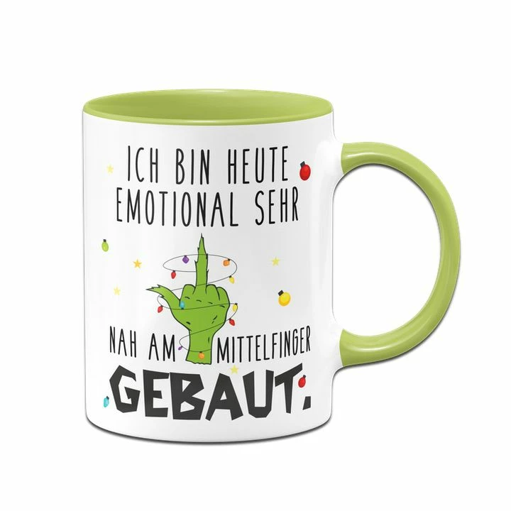 Grinch Tasse - Ich Bin Heute Emotional Sehr Nah Am Mittelfinger Gebaut (Mittelfinger) 1 Grinch Tasse - Ich Bin Heute Emotional Sehr Nah Am Mittelfinger Gebaut (Mittelfinger)