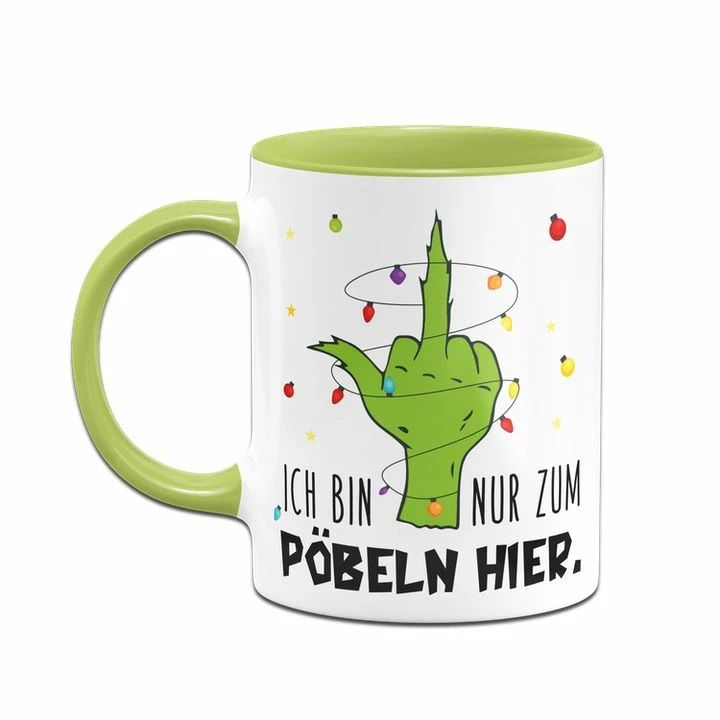 Grinch Tasse - Ich Bin Nur Zum Pöbeln Hier. (Mittelfinger) 4 Grinch Tasse - Ich Bin Nur Zum Pöbeln Hier. (Mittelfinger) – Bild 4