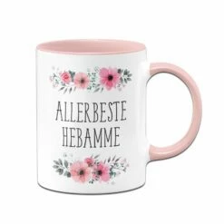 Tasse - Allerbeste Hebamme - Blumig