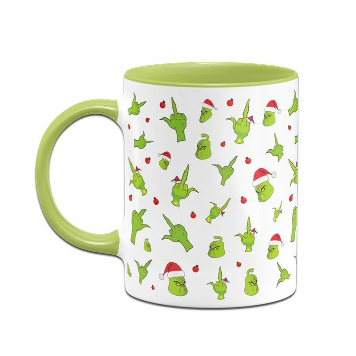 Tasse - Grinch Mit Gesicht Und Mittelfinger (Rundumdruck) 2 Tasse - Grinch Mit Gesicht Und Mittelfinger (Rundumdruck) – Bild 2