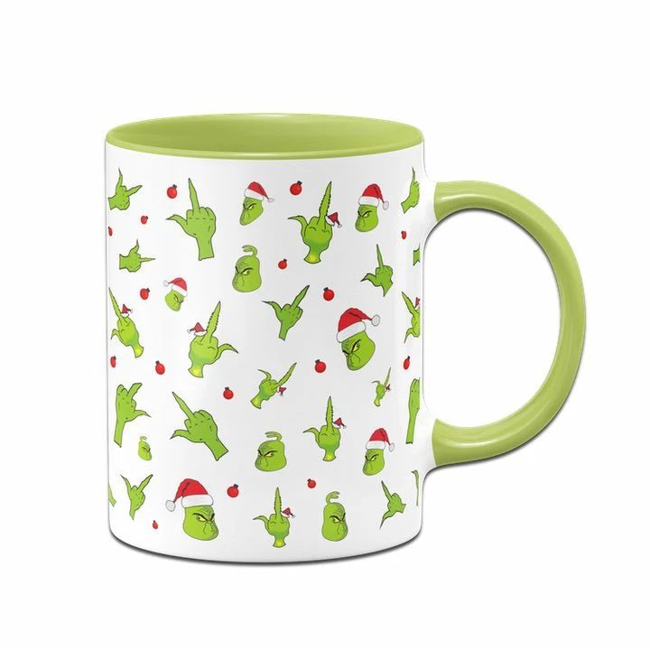 Tasse - Grinch Mit Gesicht Und Mittelfinger (Rundumdruck) 1 Tasse - Grinch Mit Gesicht Und Mittelfinger (Rundumdruck)