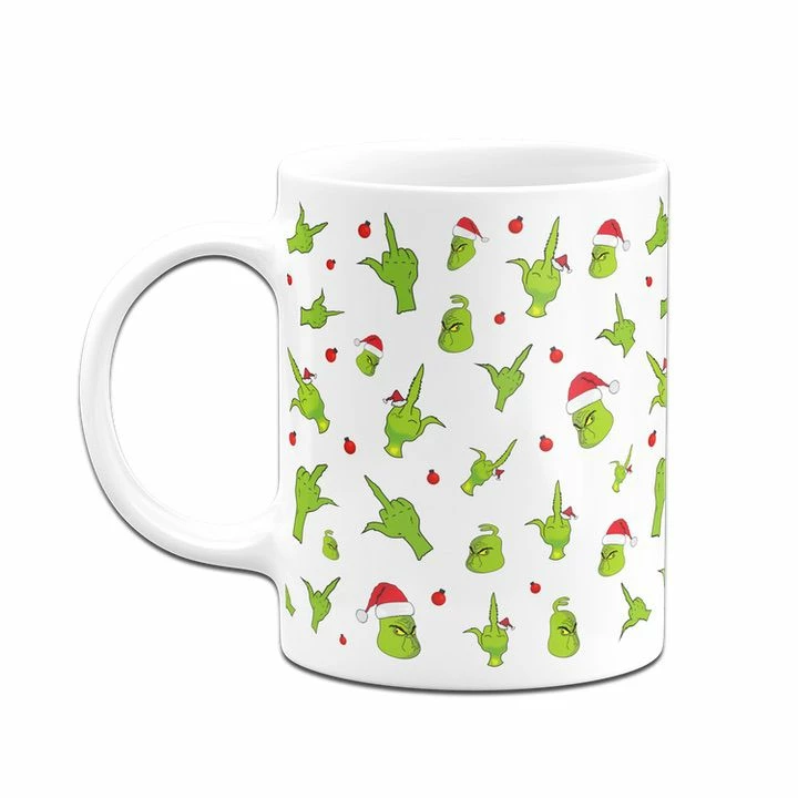 Tasse - Grinch Mit Gesicht Und Mittelfinger (Rundumdruck) 6 Tasse - Grinch Mit Gesicht Und Mittelfinger (Rundumdruck) – Bild 6