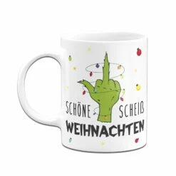 Tasse - Grinch - Schöne Scheiß Weihnachten (Mittelfinger) -Becher Geschäft bild tasse grinch schone scheiss weihnachten mittelfinger 653394