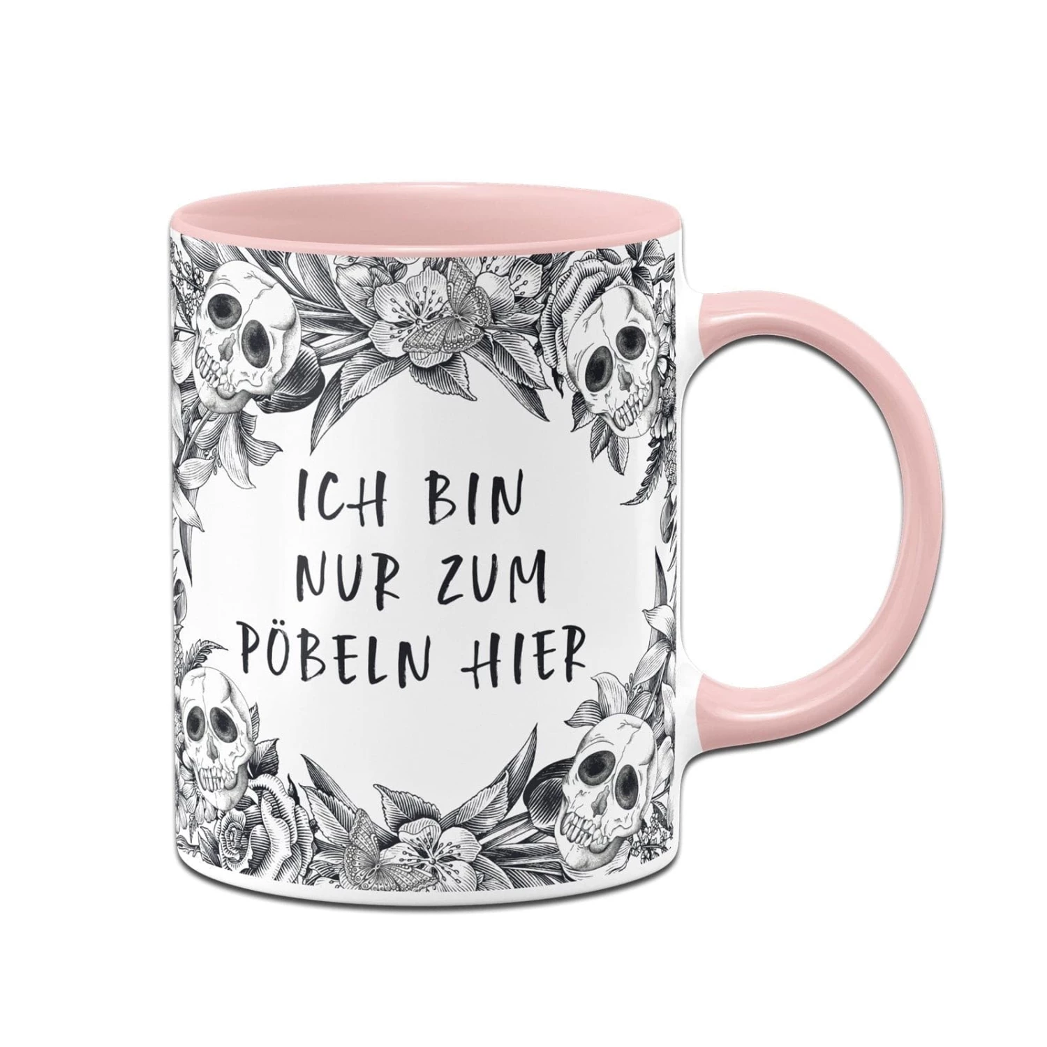 Tasse - Ich Bin Nur Zum Pöbeln Hier - Skull Statement 5 Tasse - Ich Bin Nur Zum Pöbeln Hier - Skull Statement – Bild 5