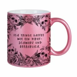 Tasse - Ich Trinke Kaffee Wie Ein Pirat Schwarz Und Gefährlich. - Skull Statement Metallic-Edition