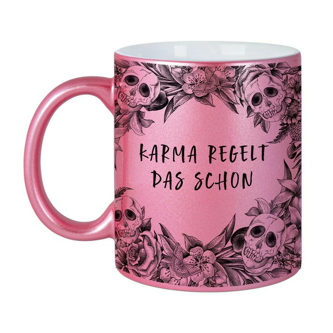 Tasse - Karma Regelt Das Schon - Skull Statement Metallic-Edition 2 Tasse - Karma Regelt Das Schon - Skull Statement Metallic-Edition – Bild 2