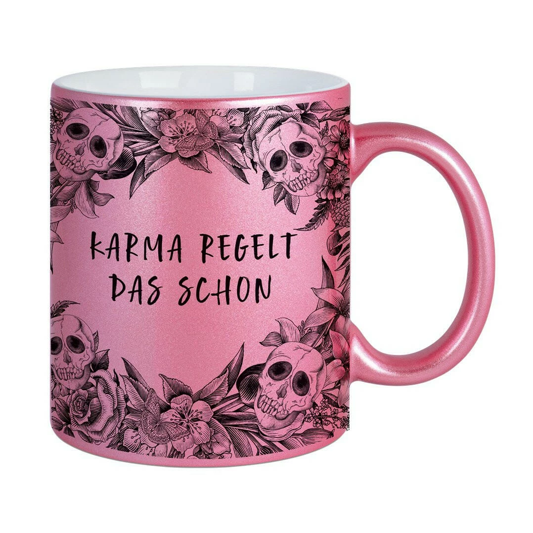 Tasse - Karma Regelt Das Schon - Skull Statement Metallic-Edition 1 Tasse - Karma Regelt Das Schon - Skull Statement Metallic-Edition