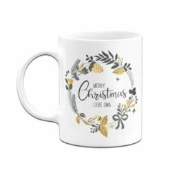 Tasse - Merry Christmas Liebe Oma - Kranz -Becher Geschäft bild tasse merry christmas liebe oma kranz 307621